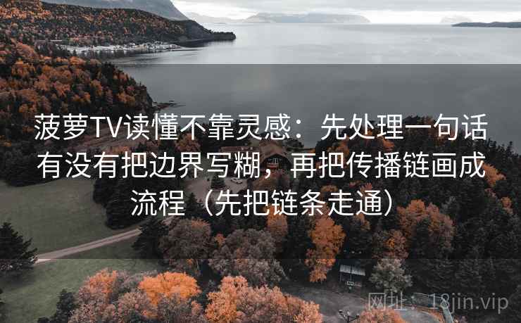菠萝TV读懂不靠灵感：先处理一句话有没有把边界写糊，再把传播链画成流程（先把链条走通）